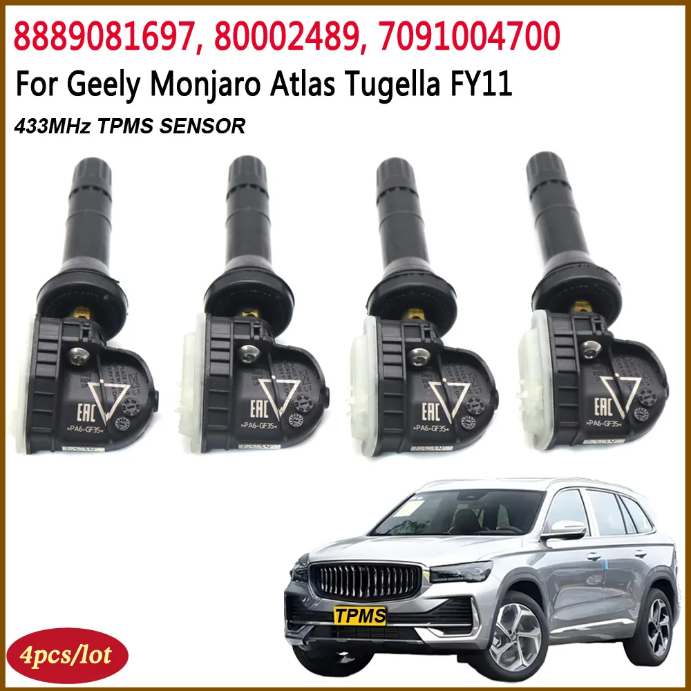 

8889081697 Автомобильный датчик давления в шинах TPMS для Geely FY11 2021-23 Monjaro 2021-24 Atlas 2023-27 Atlas L 2022-24 Tugella 2021-2023
