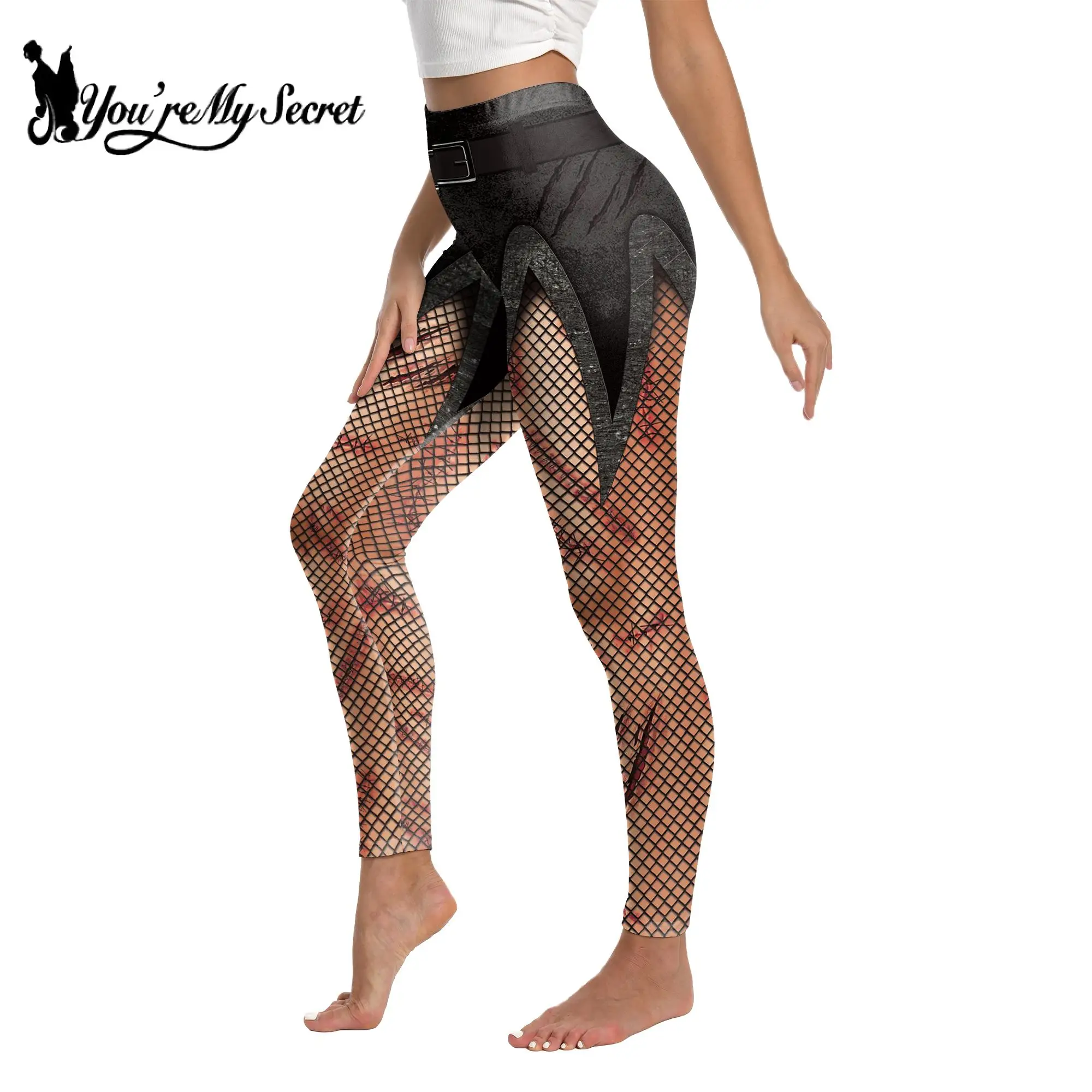 [Du bist mein Geheimnis] Halloween Print Frau Legging 12% Spandex elastische Hose enge weibliche Hose schlanke Fitness hohe Taille Legging