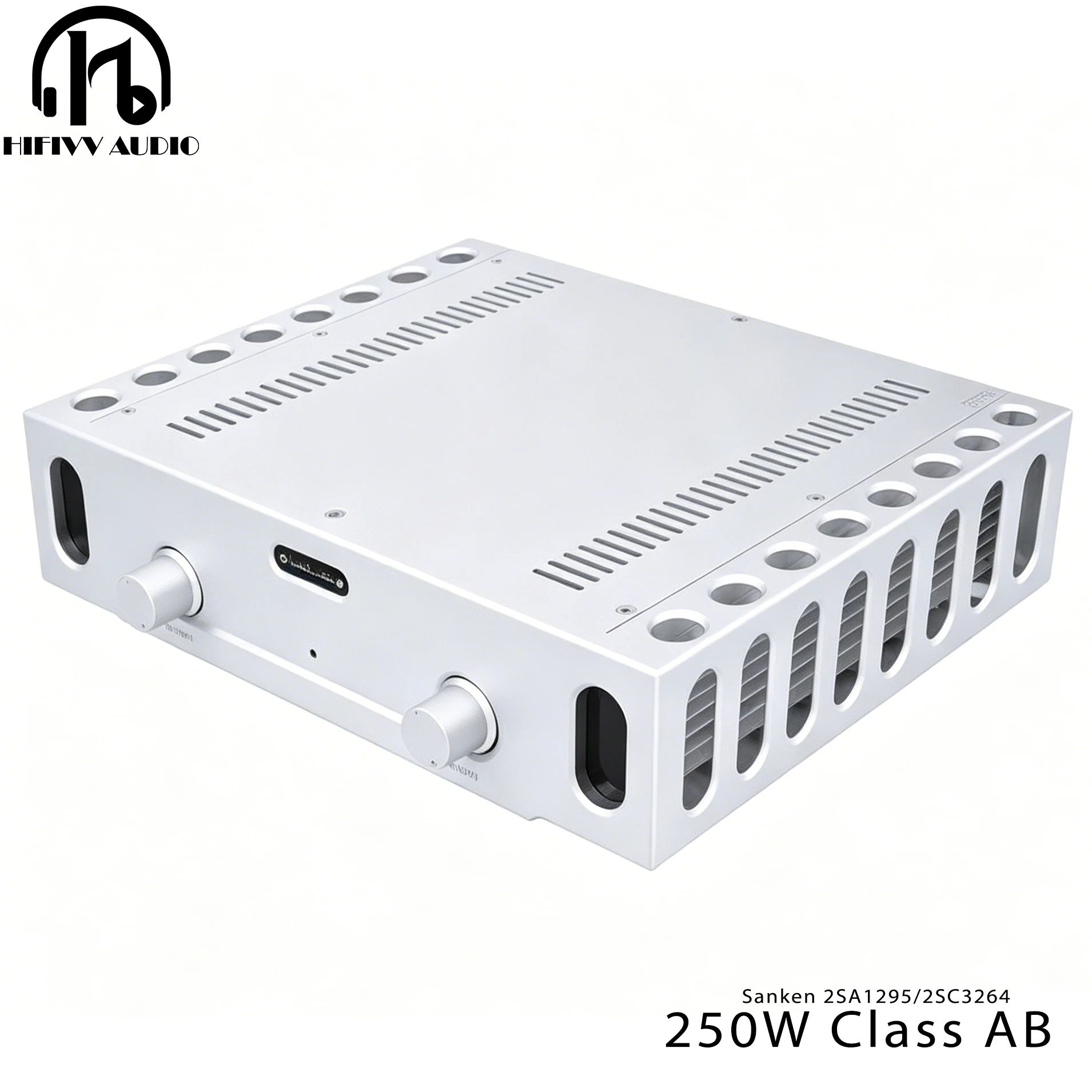 250W Class AB HiFi Power Amplifier Sanken 2SA1295 2SC3264 High Power Transistor Output Stereo Amplifier for Home Audio & Theat