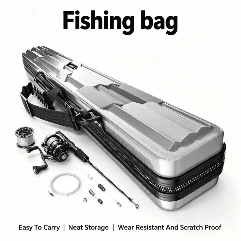Large Rod Holder Scratch Resistant Wear Resistant Fishing Gear Capacity Fishing Rod Bag  Hard Shell Fishing Rod Case Fishing Bag