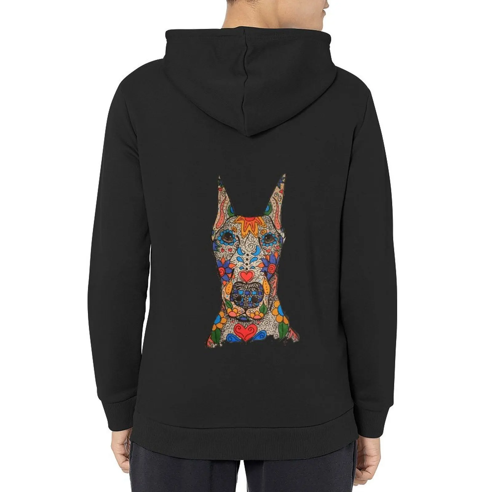 

Doberman Sugar Skull Hoodie men's sweat-shirt winter clothes korean clothes men's coat hoodie oversize