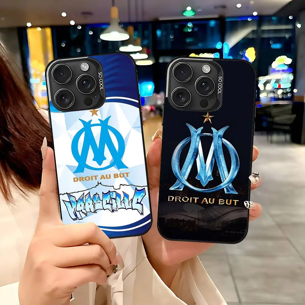 O-Olympique De M-Marseille Handyhülle für iPhone 17 16 15 14 13 12 11 Pro Max Plus Farbe stoßfeste Rückseite Silberhülle