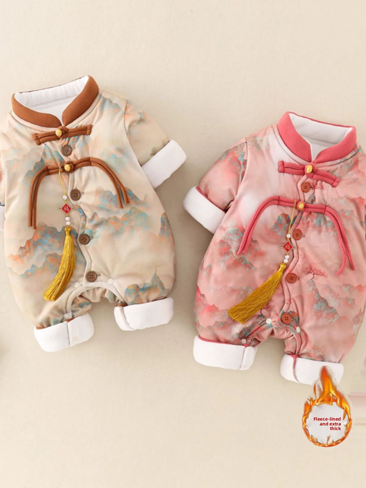 

Зимняя одежда Thiened для новорожденных, длинные комбинезоны све, детский наряд Hanfu Cler, модный комбинезон с хлопковой подкладкой