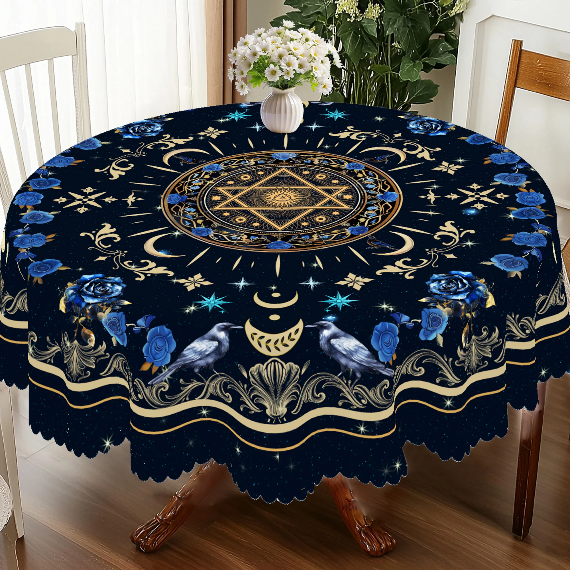 1 Tarot Theme Printed Tablecloth, Bohemian Style, Suitable for Astrology, Wizard, Camping Style Picnic, Holiday Party, Garden Birthday Party Decoration, Kitchen Accessories, Restaurant Terrace, Indoor and Outdoor Tablecloth, Perfect Gift for Friends, Multiple Sizes Available