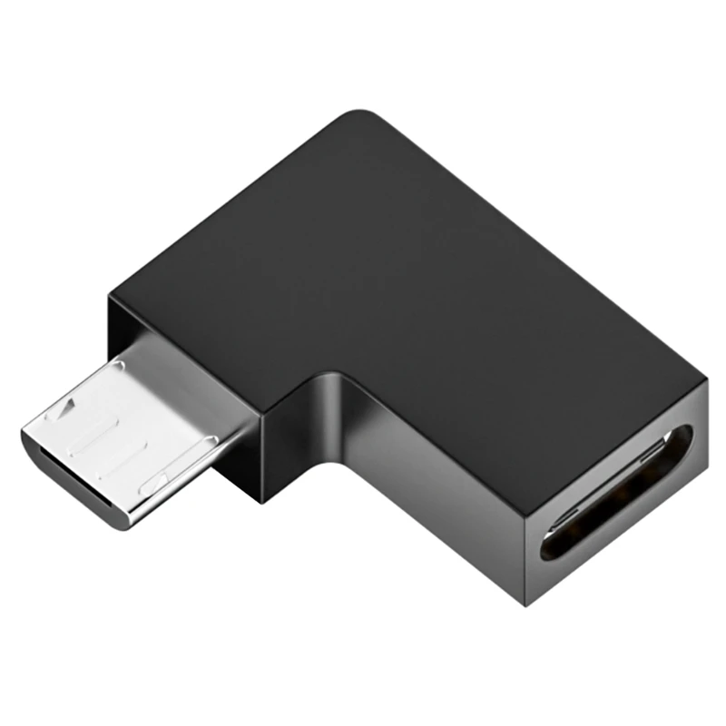 وصلة محول Micro USB ذكر إلى النوع C أنثى بزاوية قائمة 90 درجة