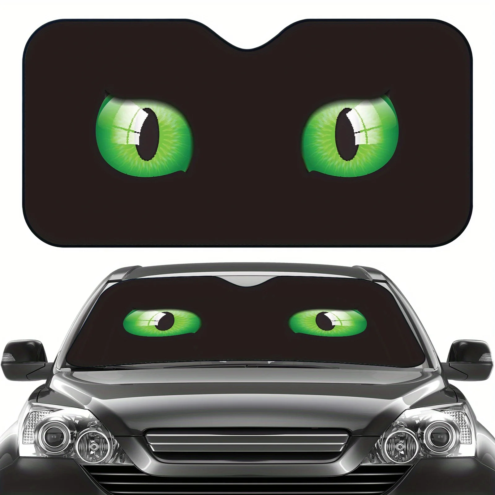 

1pc Fun Eyes-Themed Car Windshield Sunshade - Foldable UV Shielding Sunshade With Playful Cat Design, Easy Install Automotive In