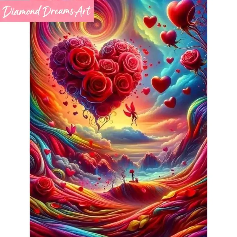 

Frameless, Diamond Mosaic Love Cloud Full Square Round Cross Stitch Embroidery Landscape Painting Picture Rhinestones Handicraft