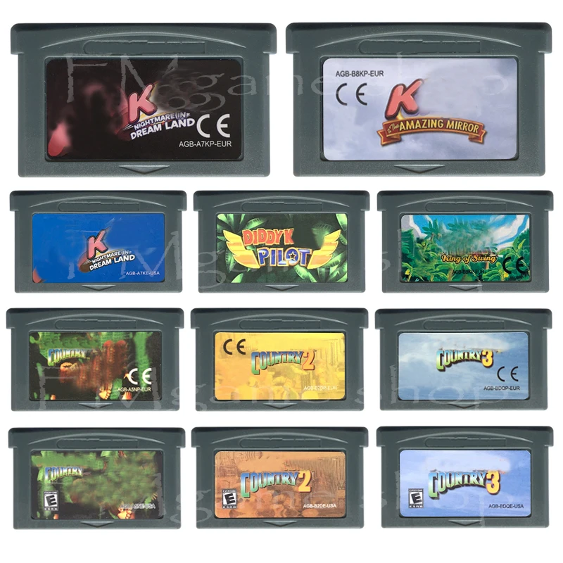 Video Game Cartridge for 32 Bit Game Console Card for Nint GBA Sports Games Series Nightmare Country Kong 123 the Amazing Mirror