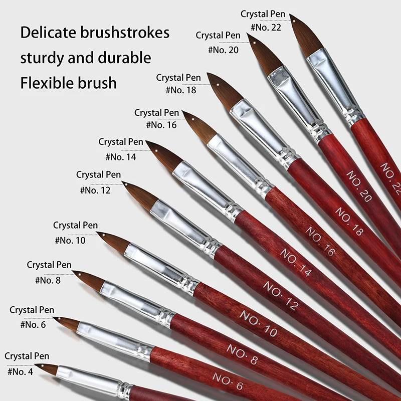 Nail Art Pinsel Holzgriff Nail Art Nerz Pinsel Gel Builder Nagel Werkzeuge Maniküre Pinsel Zeichenwerkzeuge Nagel Salon Größe 4-22