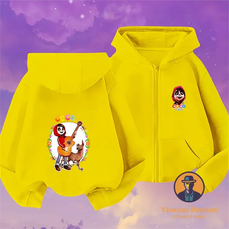 Modieuze Coco kleine jongens meisjes hoodie met rits, schattig bedrukt cartoon winddicht warm herfst winter nieuw ​