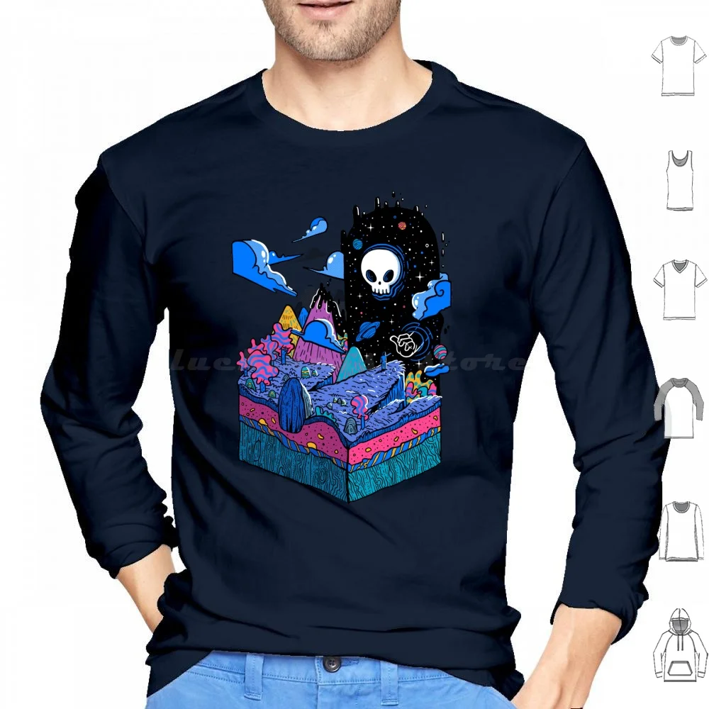 The Visitor Hoodie cotton Long Sleeve Time Space Outerspace Madkobra Inspiration Spirit Beyonder Infinity Isometric Skull