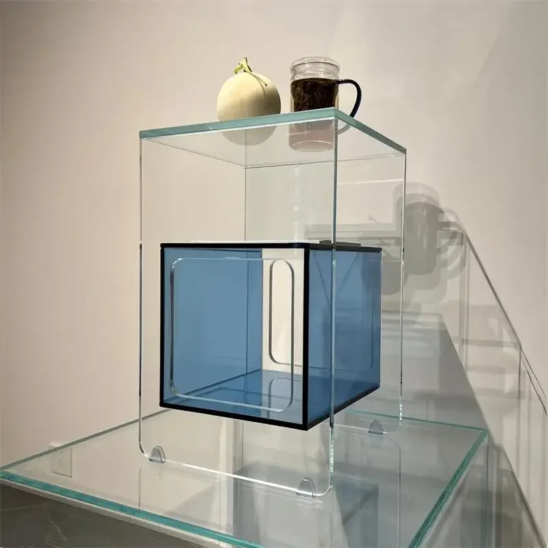 Creative sofa glass transparent edge a few personalized Nordic ins wind corner a few high-end storage cabinets