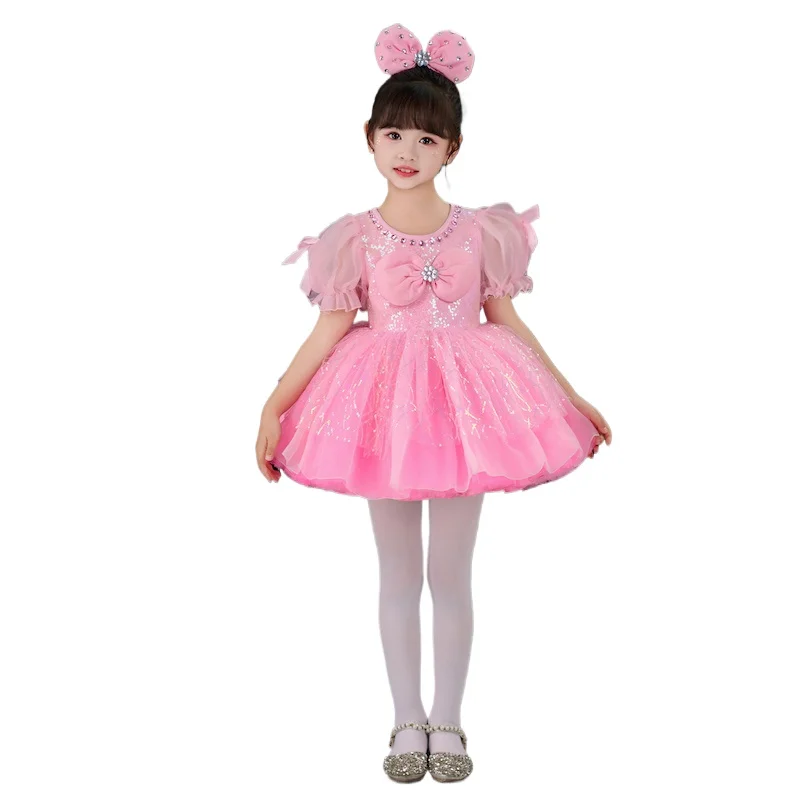 

New children's performance clothes ballet dance clothes fluffy gauze skirt princess dress performance clothes dance costume