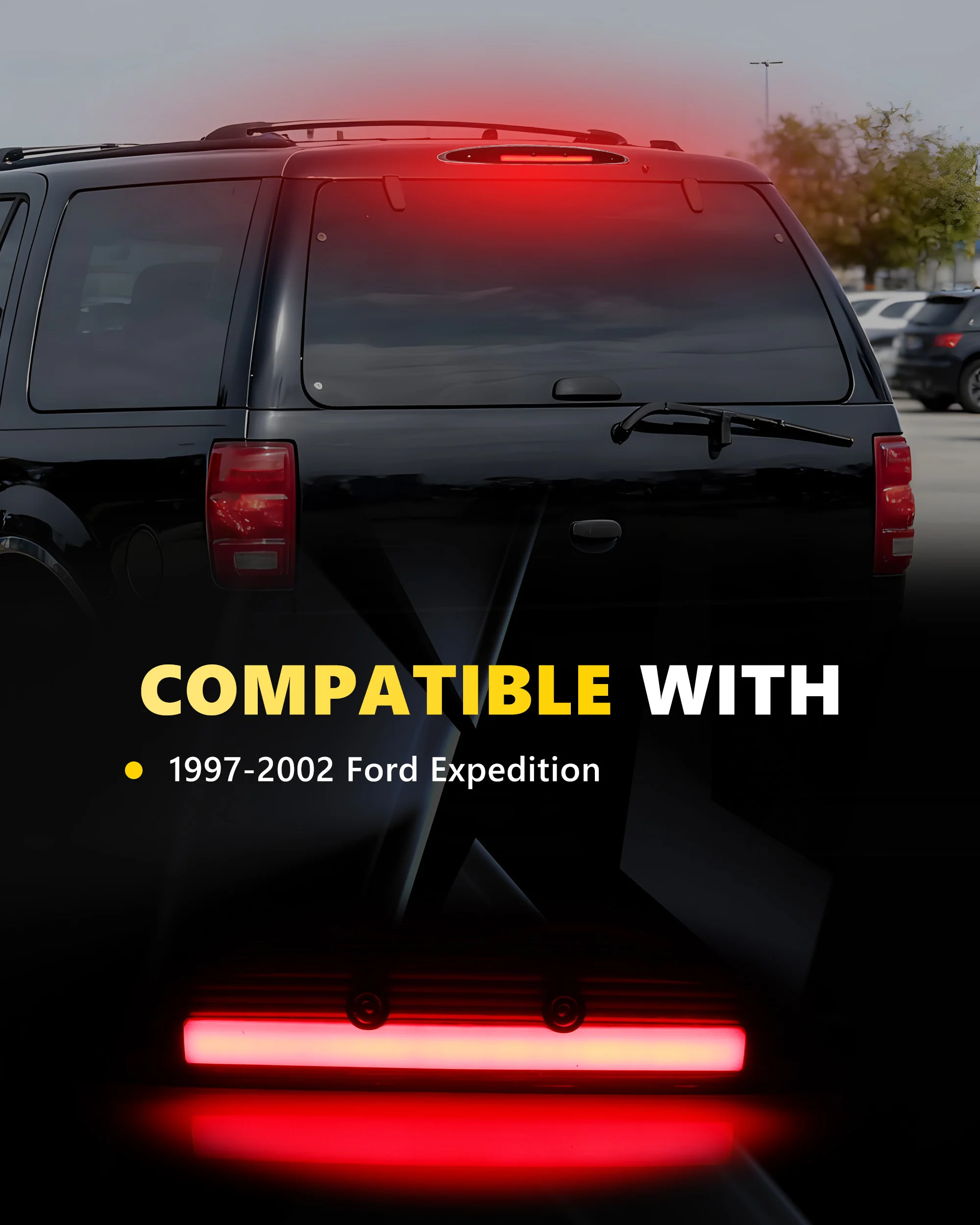 1PCS Smoke Lens Rear Light 3rd Third Brake Light Tail Light Stop Light Red LED For 1997 1998 1999 2000 2001 2002 Ford Expedition