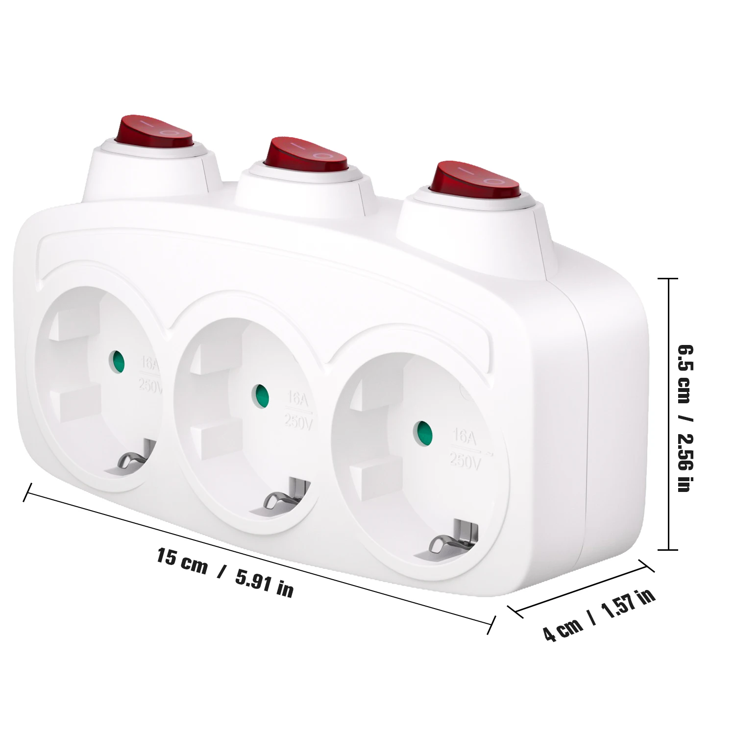 3-socket adapter with switch, 3-socket plug adapter, multi-socket with switch, socket distributor