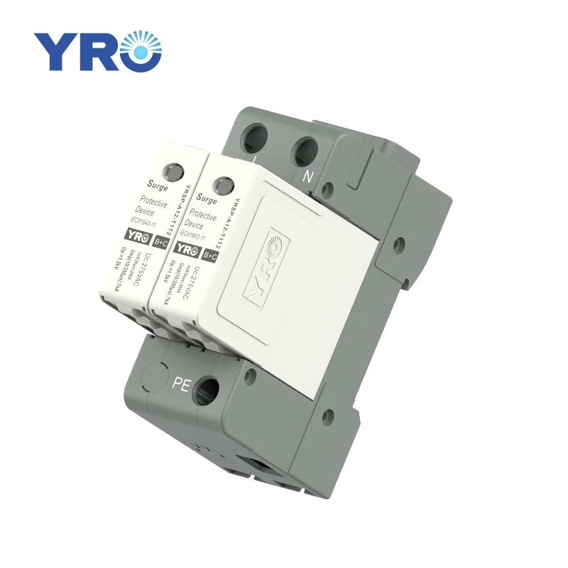 AC SPD 2P 20-40KA 275V Iimp:7/12.5KA House Lightning Surge Protector Protective Low-voltage Arrester Device OEM Factory YRSP-A12