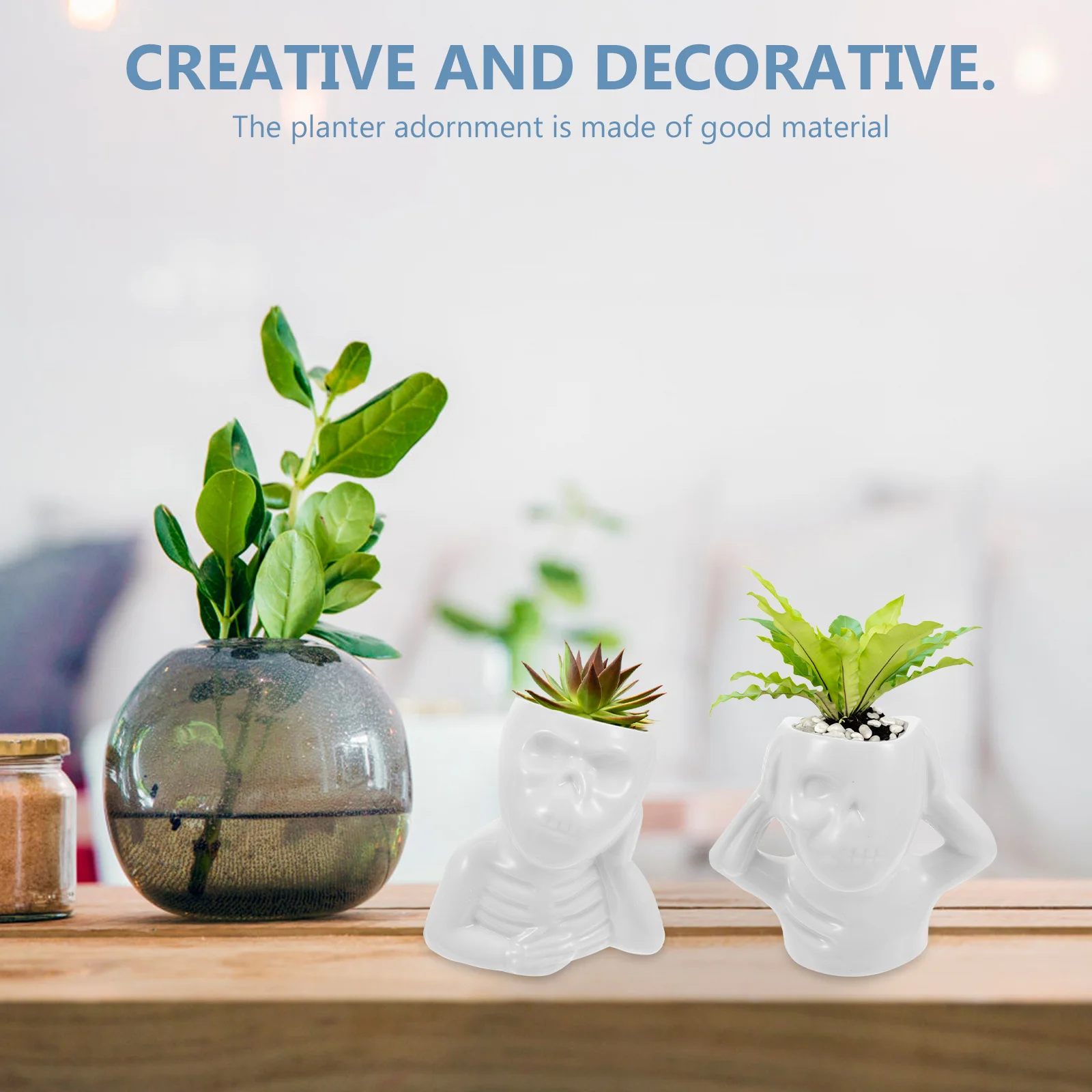 

4Pcs Environmentally Friendly Skull Flowerpot Unique Gift Idea for Home Decor and Scene Layout Skull-Shaped Planter