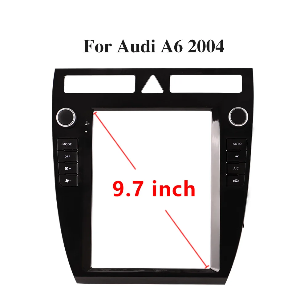 Double Din Black ABS Trim Fascia Frame For Audi A6 2004 Refit 9.7 inch Car Android Radio Navigation DVD Dashboard