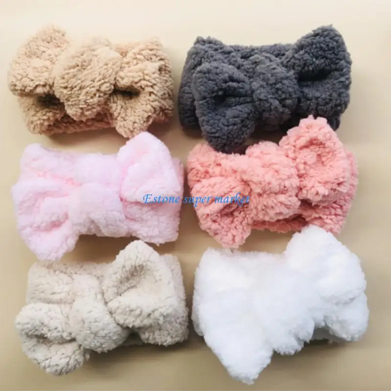 

090B 2 Pcs/Set Warm Thick Lambswool Hairband Newborn Baby Headbands Turban Headwrap