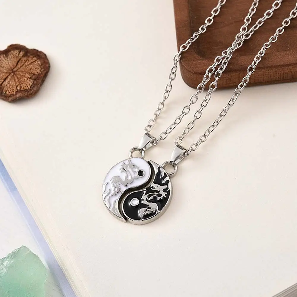 Women Fashion Valentine's Gift Lovers Friendship Yin Yang Clavicle Necklace Tai Chi Necklace Pendant Choker Couple Pendant