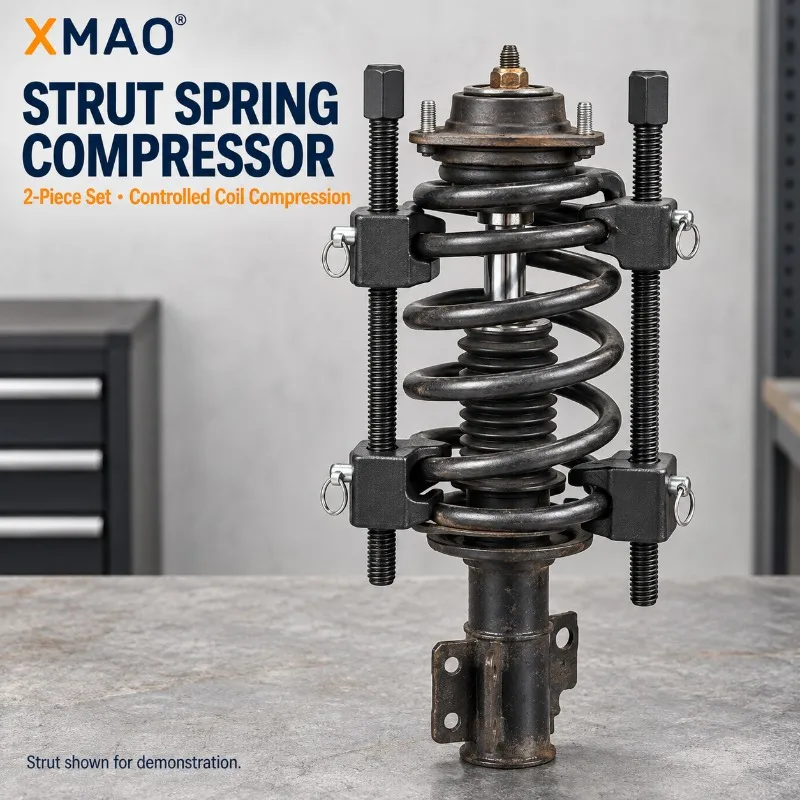 XMAO 2PCS Coil Spring Compressor Set 300mm Alloy Steel Strut Compression Tools with Locking Pins and Case for Suspension Service