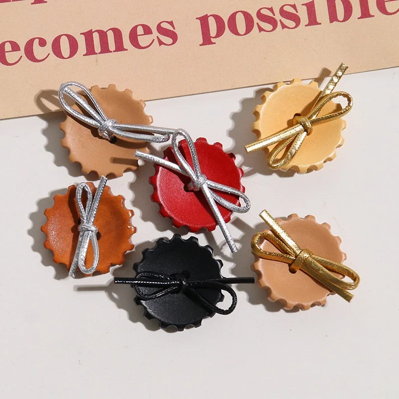 New arrived 50pcs/lot pu bow core decoration 27mm rounds shape wood beads diy jewelry garment hair garment accessory