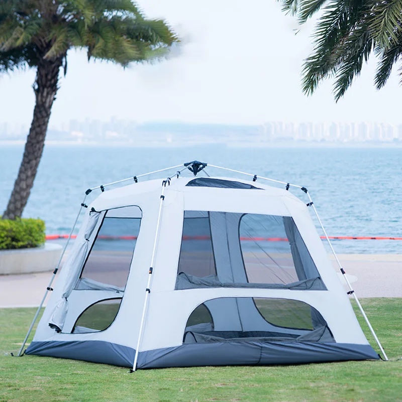 Automatic 3-4 Person Quick Opening Waterproof Sunscreen Double Layer Family Tourist Camping Outdoor Tent Large Gazebo