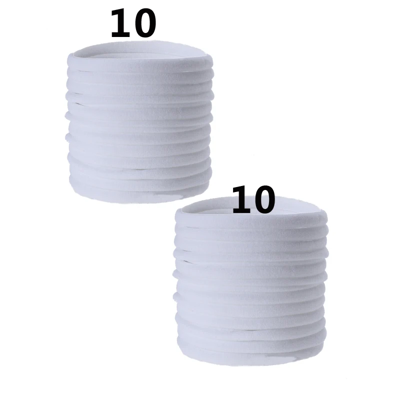 

20 pcs Stretch Hair Ties Baby Nylon Traceless Headbands DIY Stretchy Ponytail Holders Skinny Elastic baby White Nylon Hair Ring