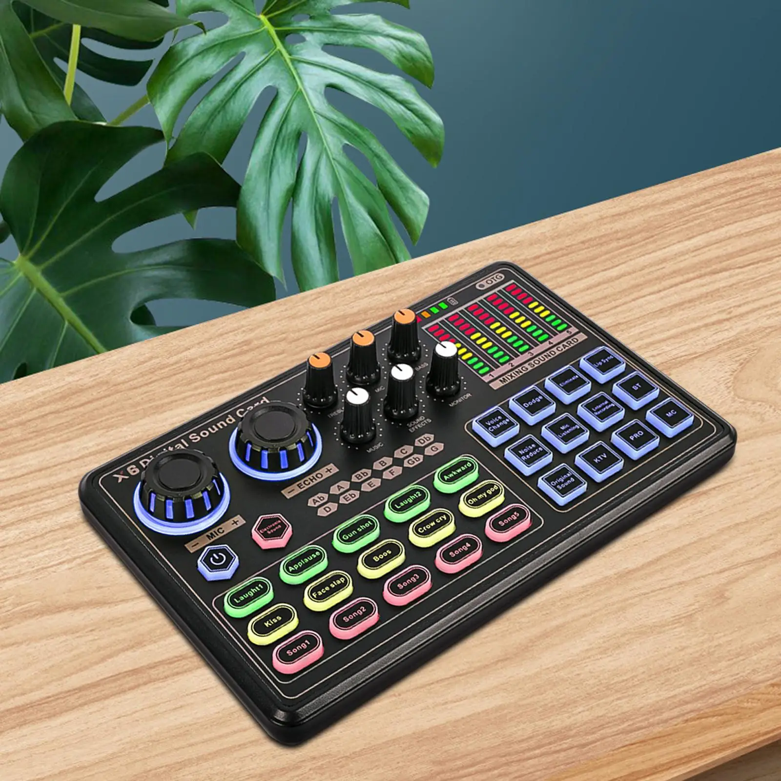 Live Sound Card Different Sound Effects Sound Equipment Audio Mixer Board for Music Recording Audio Recording Microphones Phones