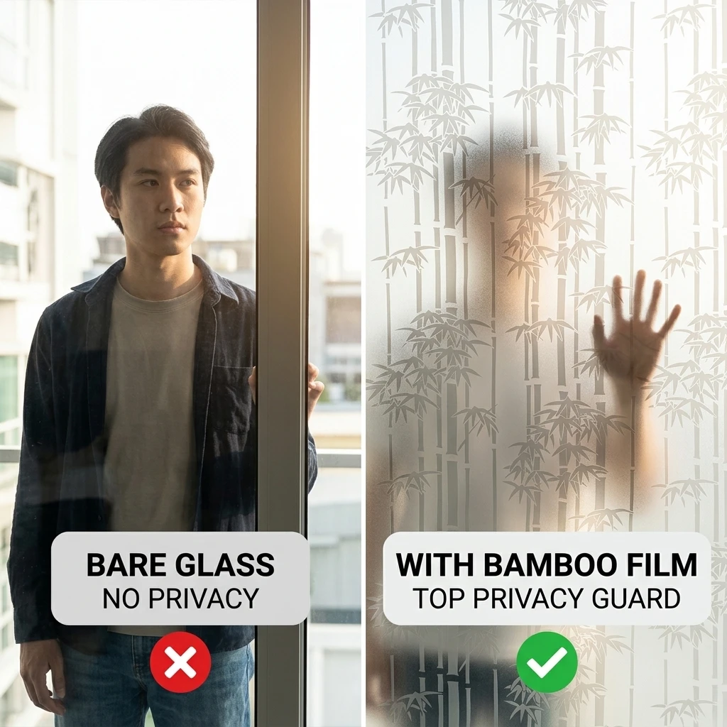 Elegant Vertical Bamboo Silhou - Window Insulation Film ulasan dan harga