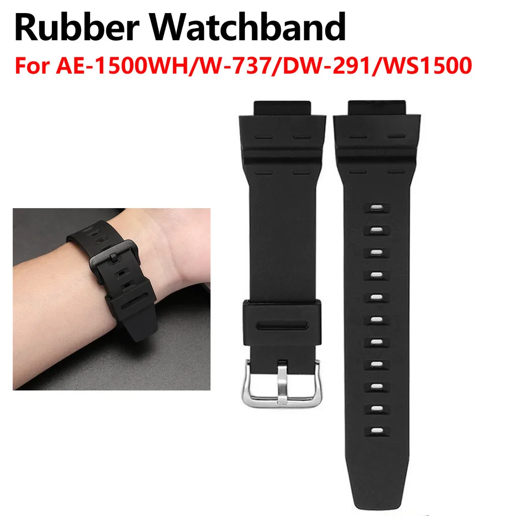 Soft Resin Rubber Watchband for AE-1500WH W-737 DW-291 WS1500 AE1500 Watch Strap 18mm Sports Replacement Bracelet Belt Watchband view 2