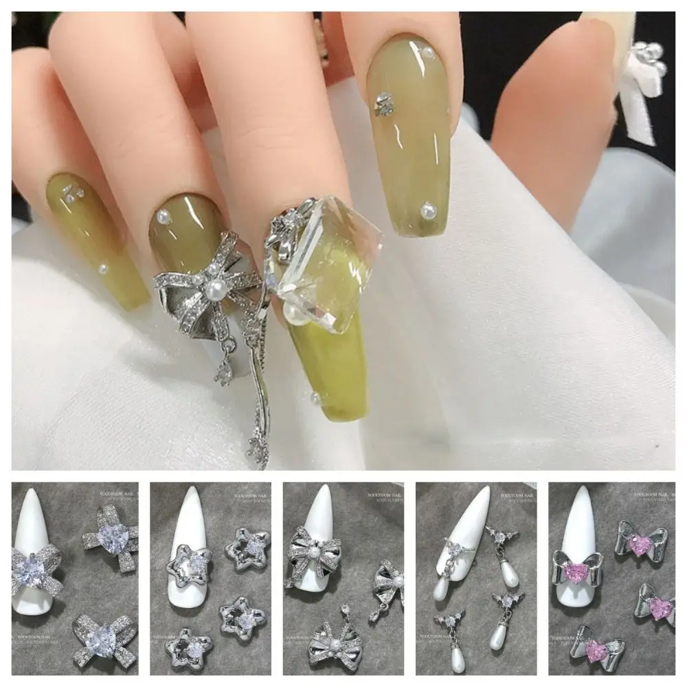 DIY Silver 3D Manicure Jewelry Nail Charms Bowknot Crystal Nail Rhinestones Art Butterfly Nail Art Decoration Decorate 4