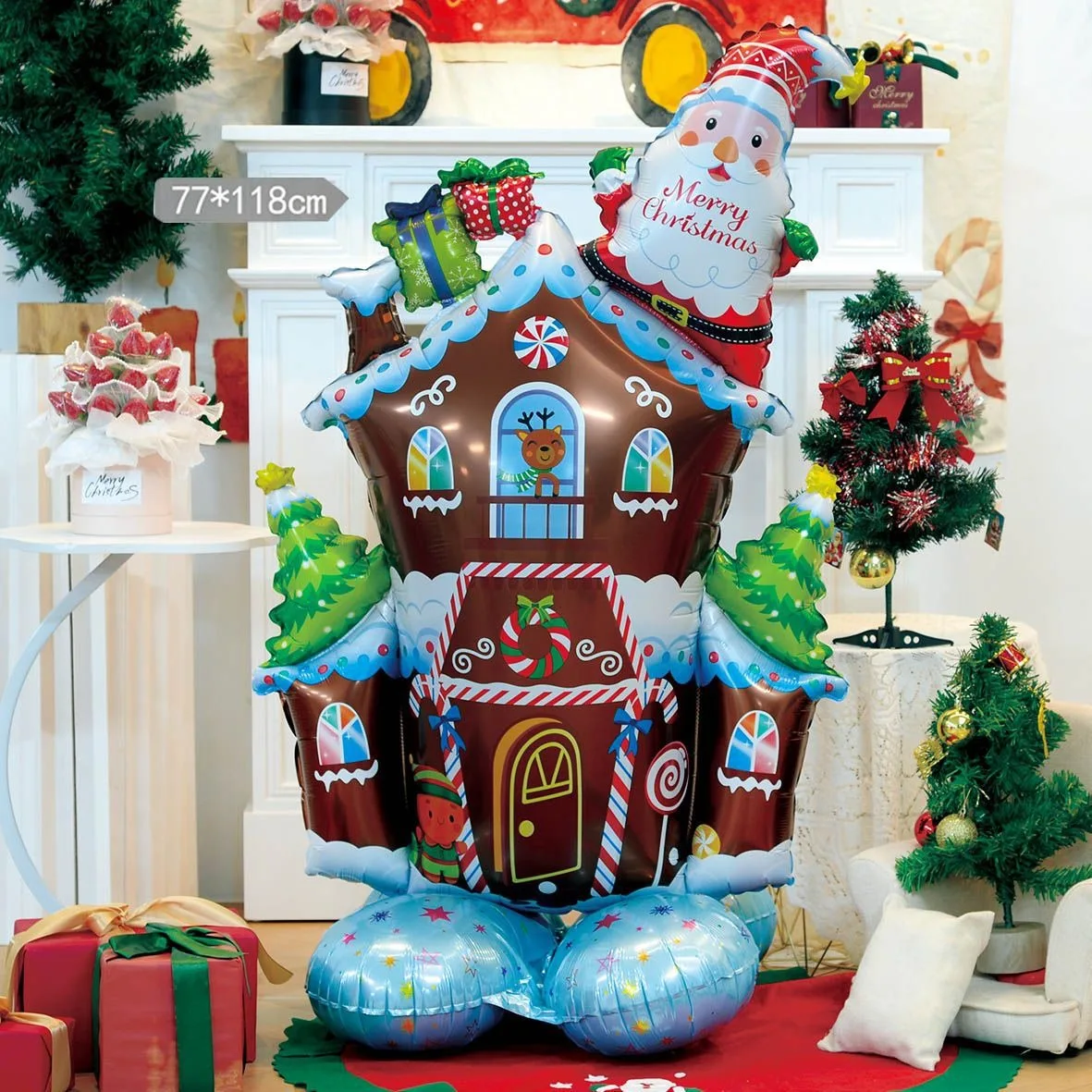 Globos de Feliz Navidad Santa Claus muñeco de nieve alce medias globo de aluminio árbol de Navidad para decoraciones para el hogar Navidad 2026 Año Nuevo