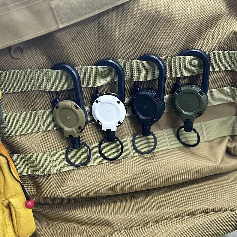 Multiple colors Retractable Keychain Carabiner Clip Anti-Lost Badge Reel Fishing Camping Outdoor Daily Work ID Anti-loss Holder