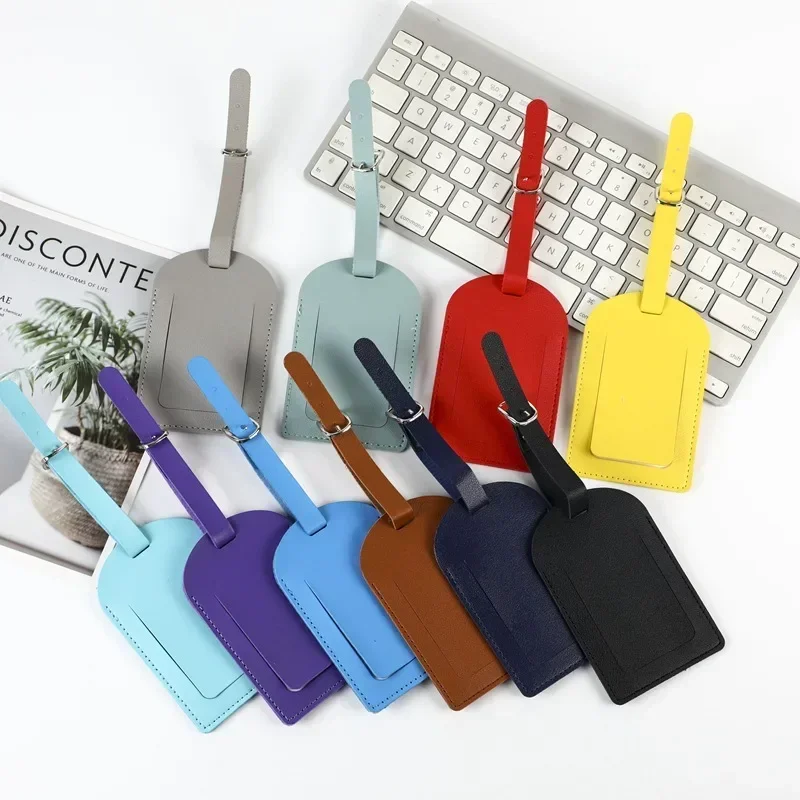 New Candy Color Luggage Tag PU Soft Leather Airplane Boarding Pass Label Suitcase Information Identification Travel Accessories