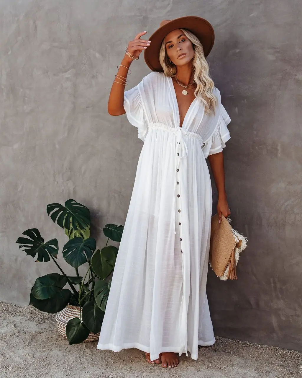 

Sexy Bikini Cover Up Long White Tunic Casual Summer Beach Dress Elegant Women's Clothing Beach Wear Swimsuit Cover Up Dress