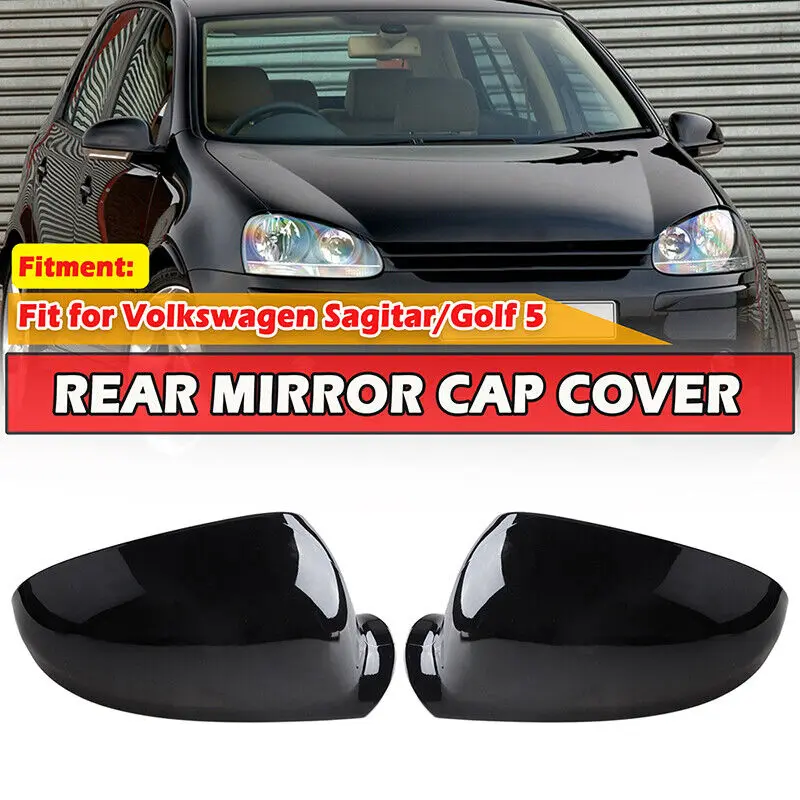 

Для Volkswagen VW Golf Rabbit Jetta MK5 2006-2009 пара боковых зеркал заднего вида, крышки, накладка в виде ракушки, глянцевый черный/углеродный вид