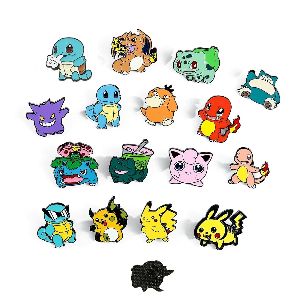 

1-16Pcs Cartoon Game Pokemon Pikachu Brooches For Lapel Pins Badge on decor DIY Backpack Clothes Coat Metal Badge Fashion Gifts