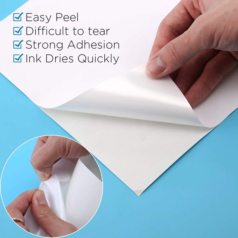 25 Sheets Printable Vinyl Sticker Paper Self-Adhesive Waterproof Matte White Printing Paper Sheet, For Inkjet Printer