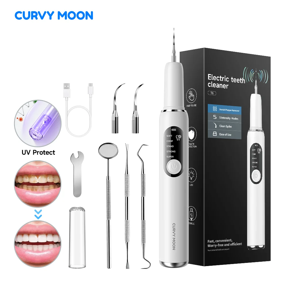 

Ultrasonic Electric Dental Scaler High Frequency Vibrating Teeth Cleaner Plaque Calculus Tartar Stains Remover 5 modes with LED