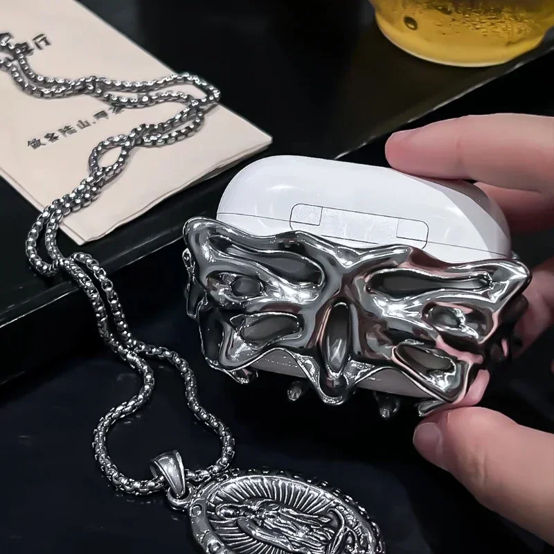 Funda para Airpods serie Silver Butterfly, carcasa dura de Material de resina, protección para auriculares, Y2K, Funda personalizada para Airpods Pro1/Pro2