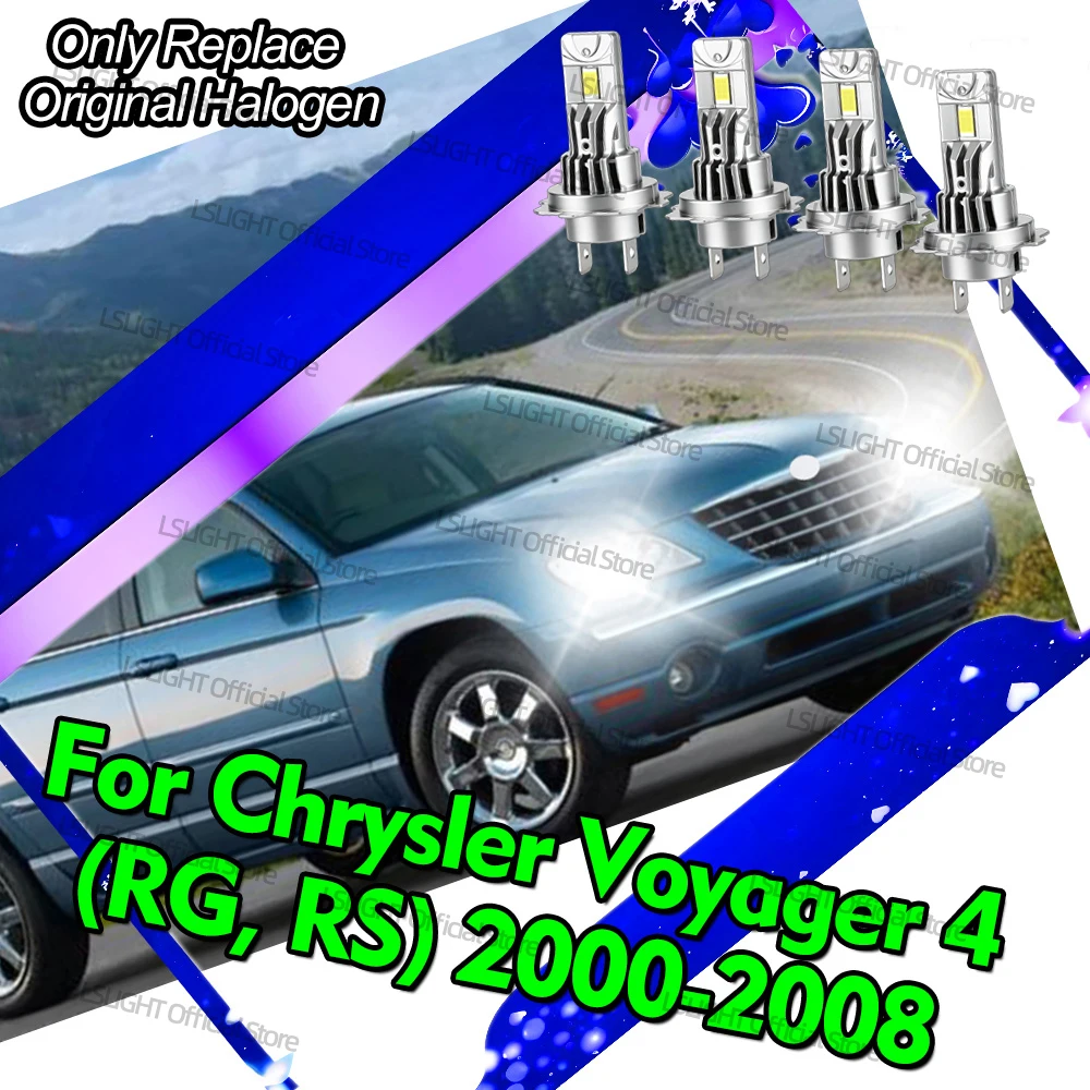 2/4x LED Head Lamps 30000LM High Low Beam 6000K Bulb For Chrysler Voyager 4 (RG RS) 2000 2001 2002 2003 2004 2005 2006 2007 2008