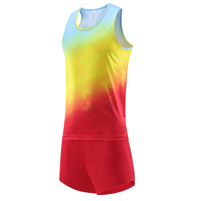 Men Running Sets Marathon Jogging Vest+Shorts Track And Field Quick Dry Gym Sleeveless Sportswear Athletics Exercise Suits