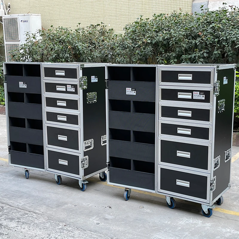 Black Tall 6 Drawers Road Case / Stage Studio Storage Case