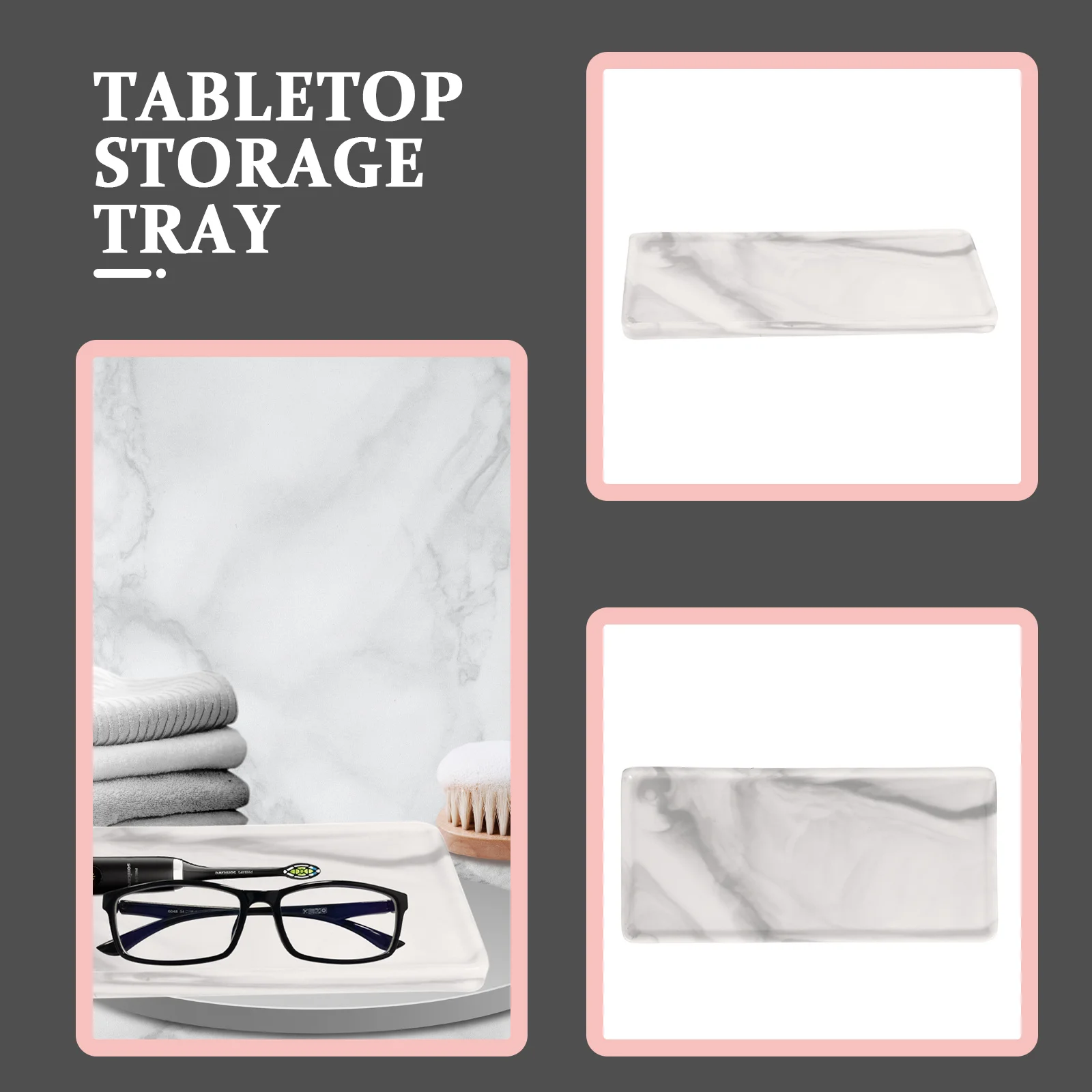 

Stone Pattern Tray Rectangle Ceramic Vanity Tray for Bathroom Desktop Storage Makeup Organizer Sundries Holder