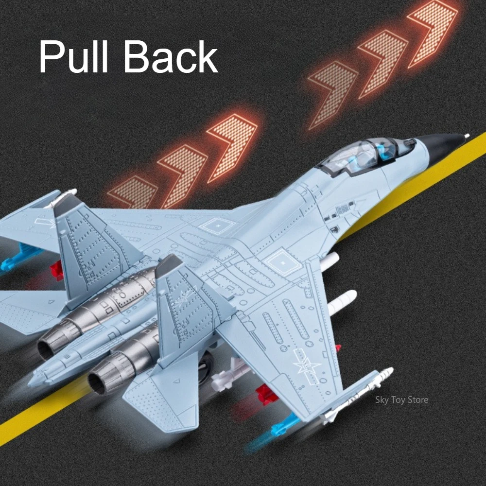 1:81 J-16 Multifunção Fighter aleación Diecast modelo coche de juguete sonido luz tirar hacia atrás cuerpo de Metal miniatura avión militar regalo para niños