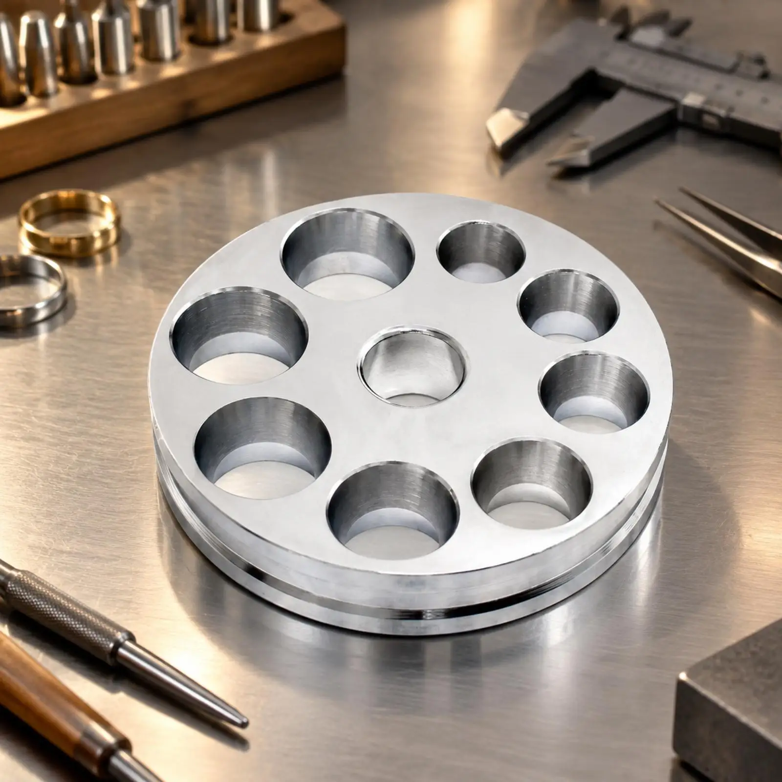 Ring Sizing Adjuster for Ring Making Kit Aluminum Alloy Base Plate with 9 Sizes for Jewelry Repair Work Surface
