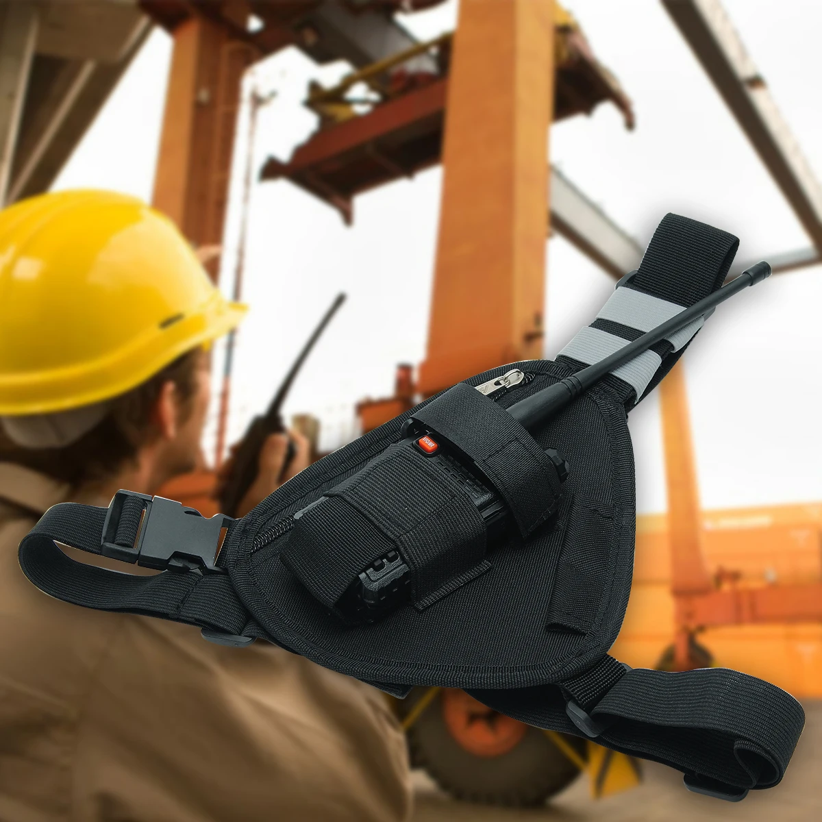 สายรัดหน้าอกสำหรับวิทยุสื่อสารแบบพกพา  กระเป๋าใส่เครื่องรับส่งวิทยุแบบปรับได้ สำหรับ Baofeng UV-5R UV-21 PRO Quansheng UV-K5 K6