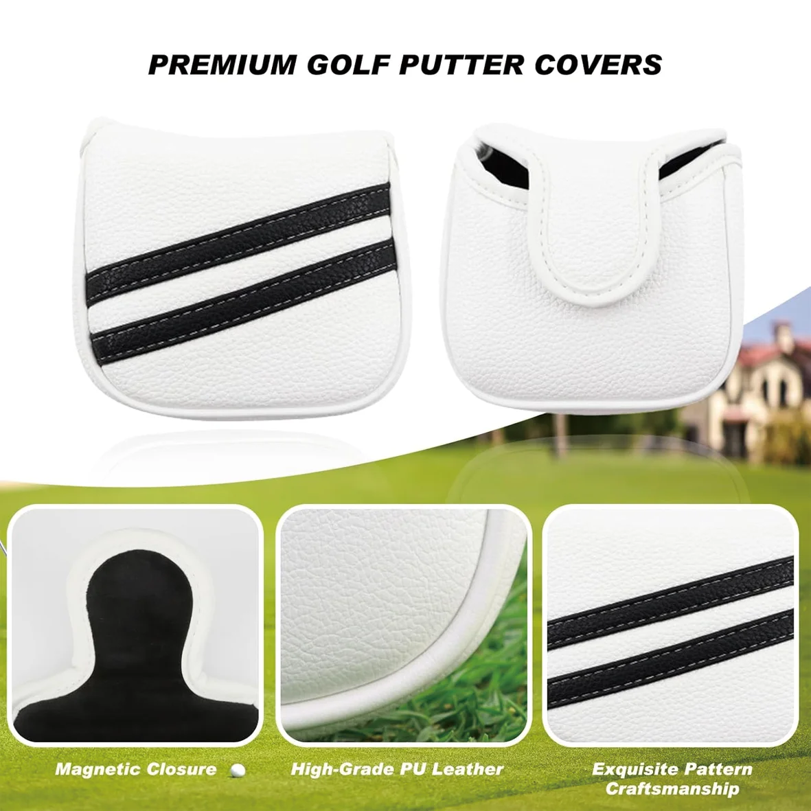

1pc Golf Mallet Putter Head Cover Protector Magnetic Closure Mallet Putter Covers for DF3 Putter Etc.