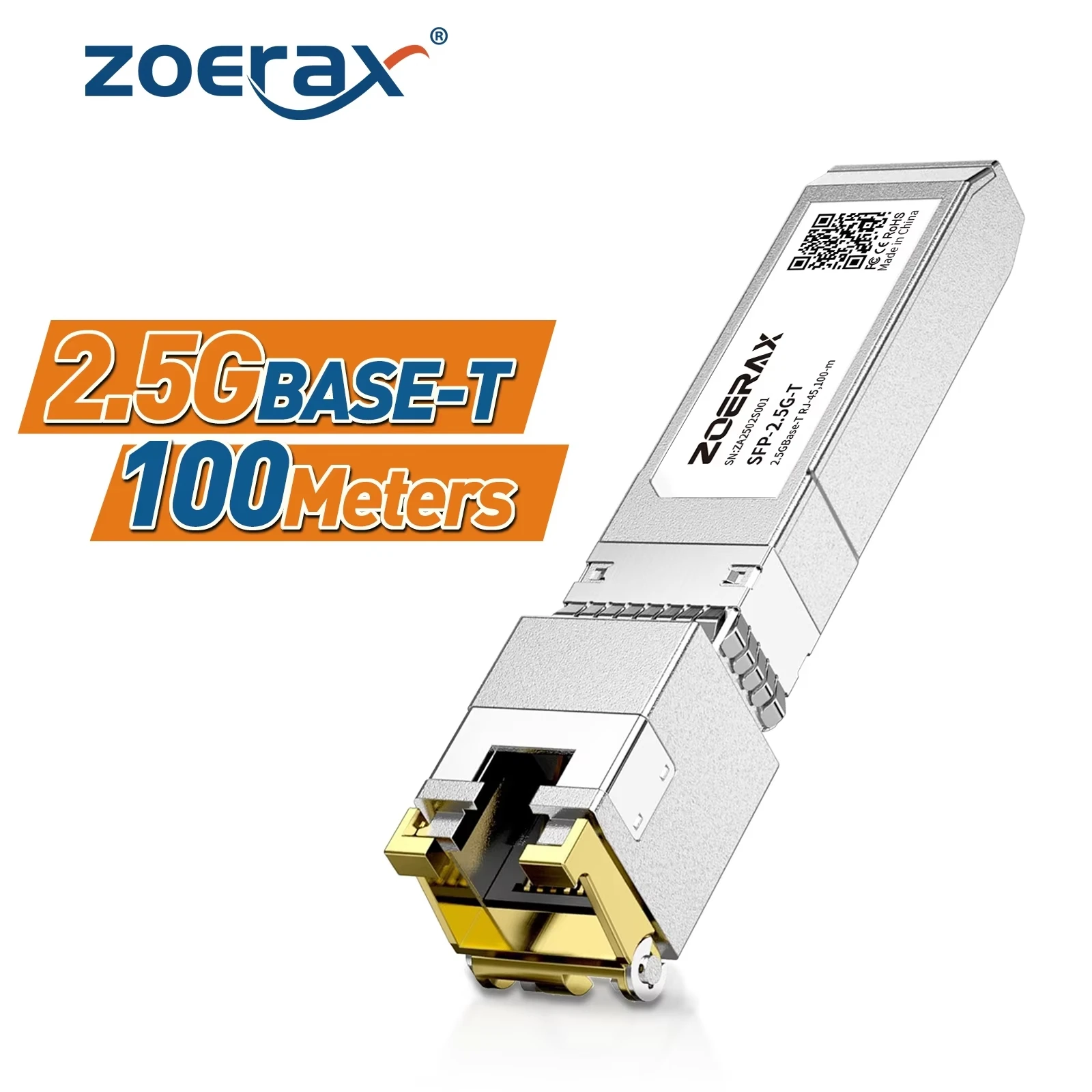 ZoeRax 1.25/2.5/10G RJ45 SFP-Modul, adaptive Rate, Plug-and-Play-Ethernet-Transceiver-Modul, kompatibel mit Cisco/Mikrotik